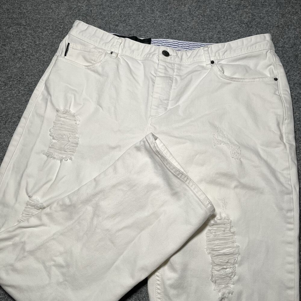 Armani Exchange Jeans Womens 31 White Boyfriend Straight Distressed Cotton